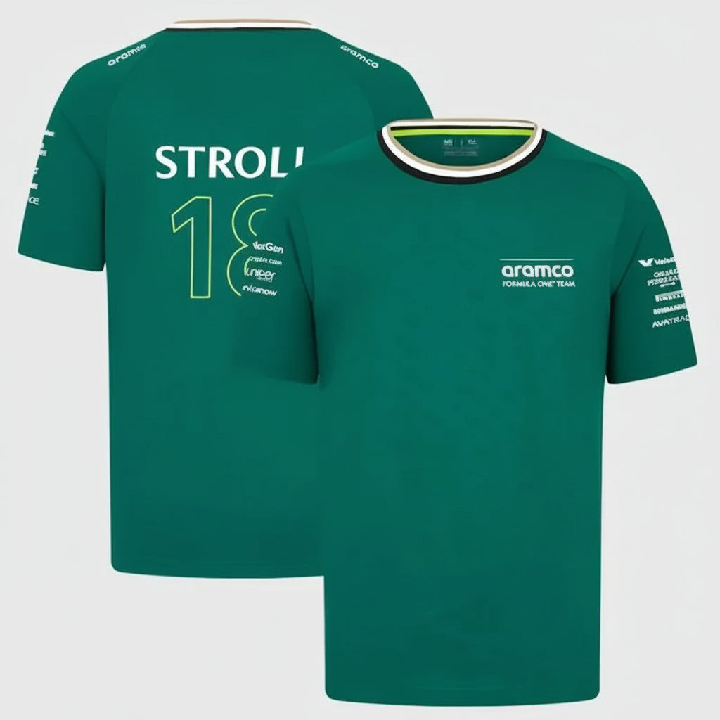 Hot Aston Martin 2023 F1 Team T-shirts  Spanish Racing Driver Fernando Alonso 14 And Stroll 18 Hot Sale 3D Kids T-shirts