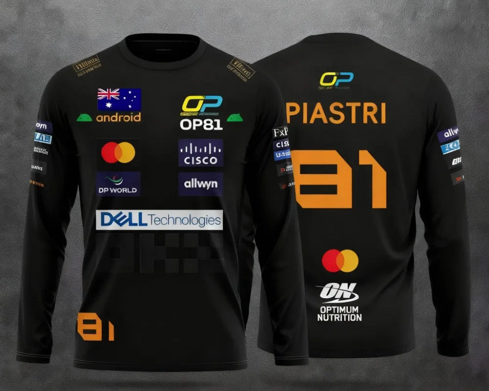 Lando Norris NO.4 2025 new racing style long sleeved T-shirt, extreme sports racing suit, breathable long sleeved sportswear