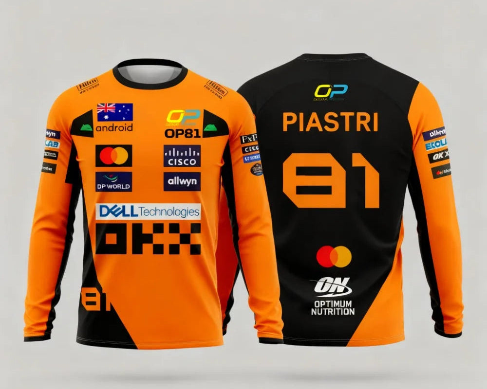 Lando Norris NO.4 2025 new racing style long sleeved T-shirt, extreme sports racing suit, breathable long sleeved sportswear