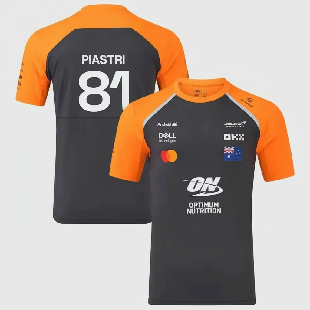 Men's new racing team jersey 2025 Lando Norris Oscar Piastri comfortable and breathable round neck T-shirt outdoor training soft