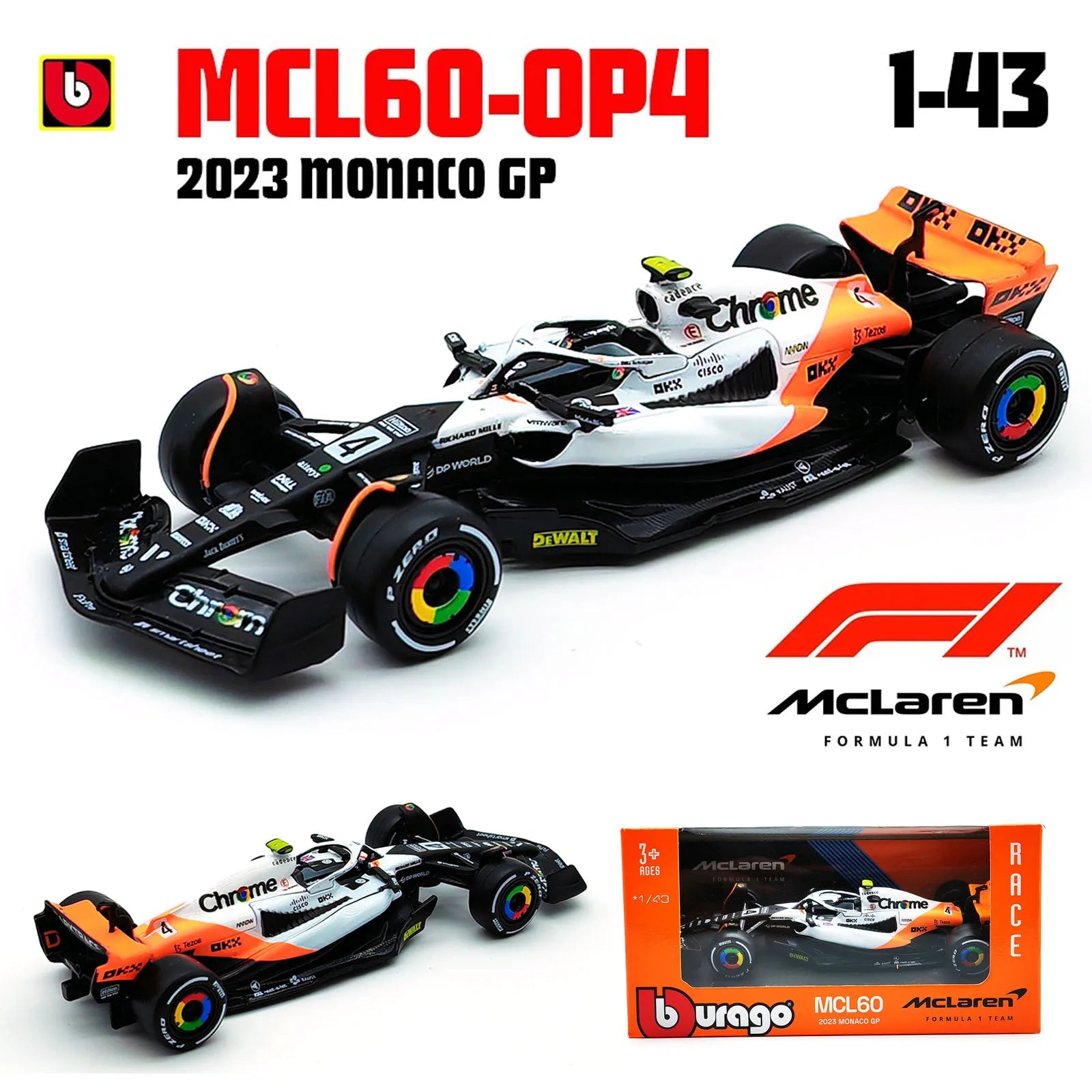 Bburago 1:43 McLaren MCL60 MCL38 Red Bull RB20 RB19  F1 Racing Formula Car Static Simulation Diecast Alloy Model Car