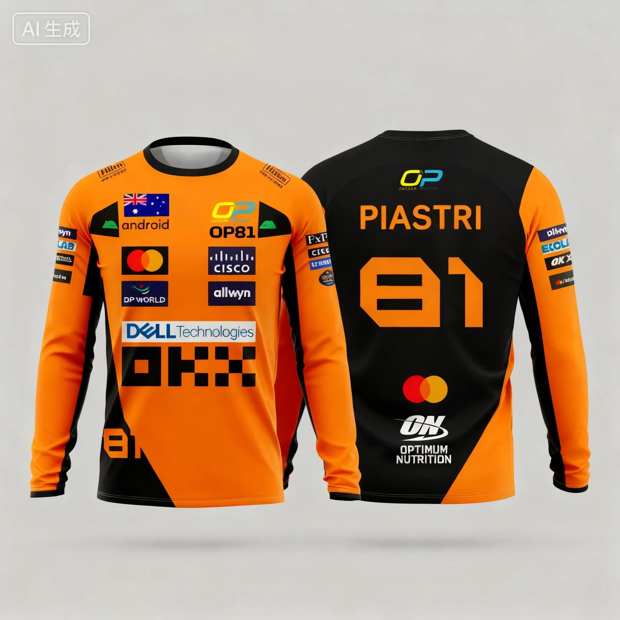 Lando Norris NO.4 2025 new racing style long sleeved T-shirt, extreme sports racing suit, breathable long sleeved sportswear